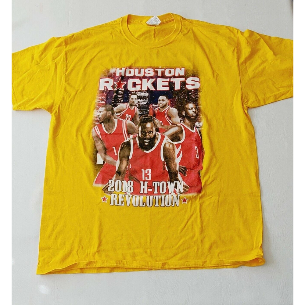 Houston Rockets 2018 H-Town Revolution t-shirt Yellow Fruit of the Loom - Picture 2 of 6